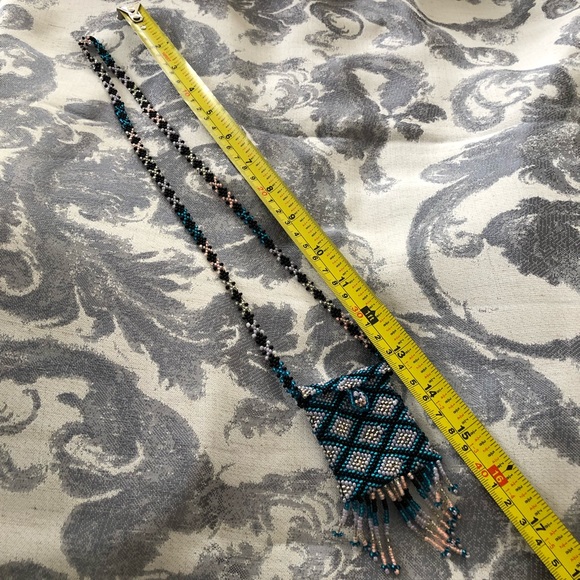 Southwestern Blue Beaded Medicine Bag Necklace NWOT - Picture 3 of 7